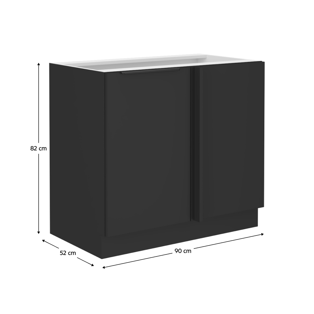 Dulap inferior, negru, SIBER 105 ND 1F BB — imaginea 6