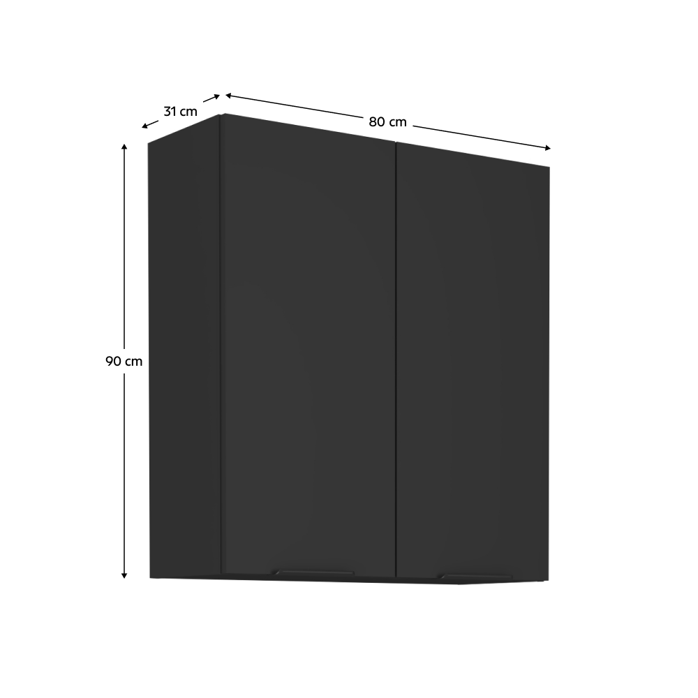 Dulap de sus, negru, SIBER 80 G-90 2F — imaginea 9