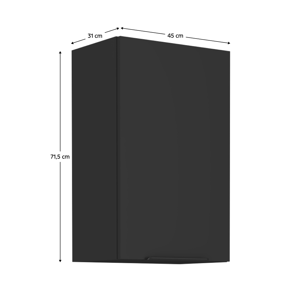 Dulap de sus, negru, SIBER 45 G-72 1F — imaginea 9