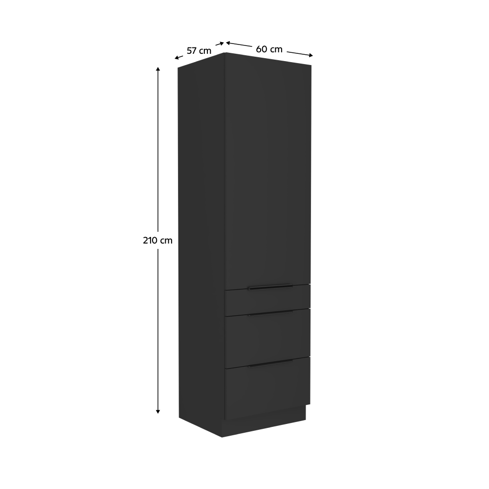 Dulap inalt, negru, SIBER 60 DKS-210 3S1F — imaginea 9