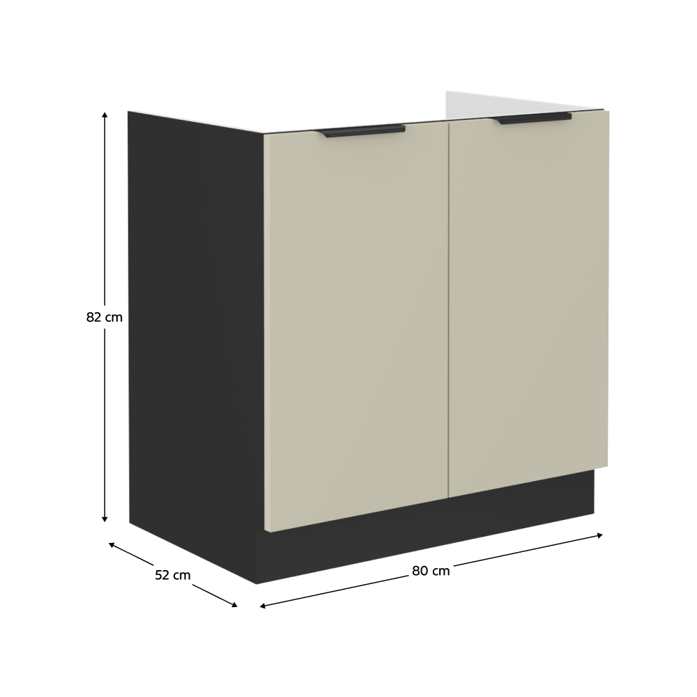 Dulap de chiuveta inferior, casmir/negru, ARAKA 80 ZL 2F BB — imaginea 6