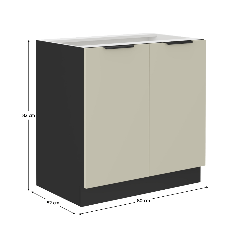Dulap inferior, casmir/negru, ARAKA 80 D 2F BB — imaginea 19
