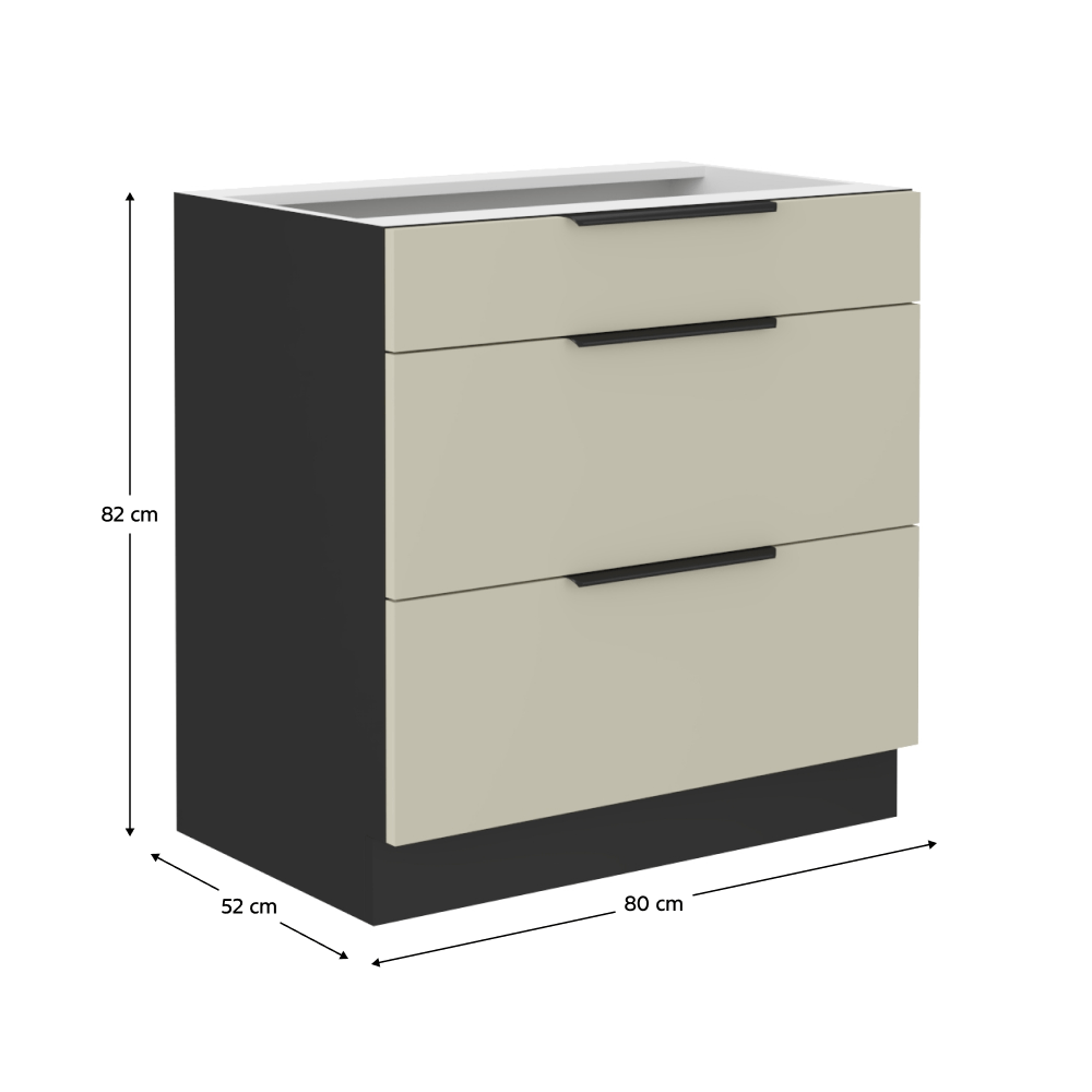 Dulap inferior, casmir/negru, ARAKA 80 D 3S BB — imaginea 19