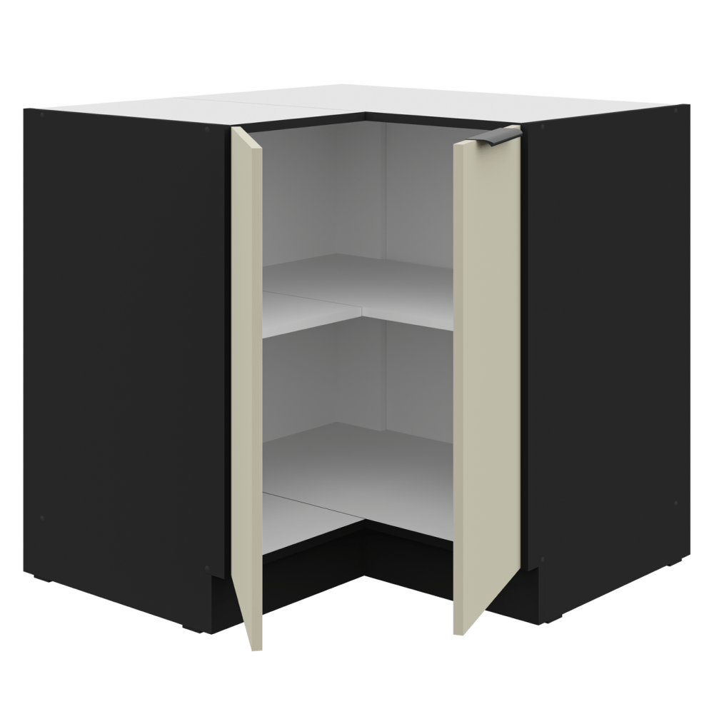 Dulap de colt inferior, casmir/negru, ARAKA 90x90 DN 2F BB — imaginea 8