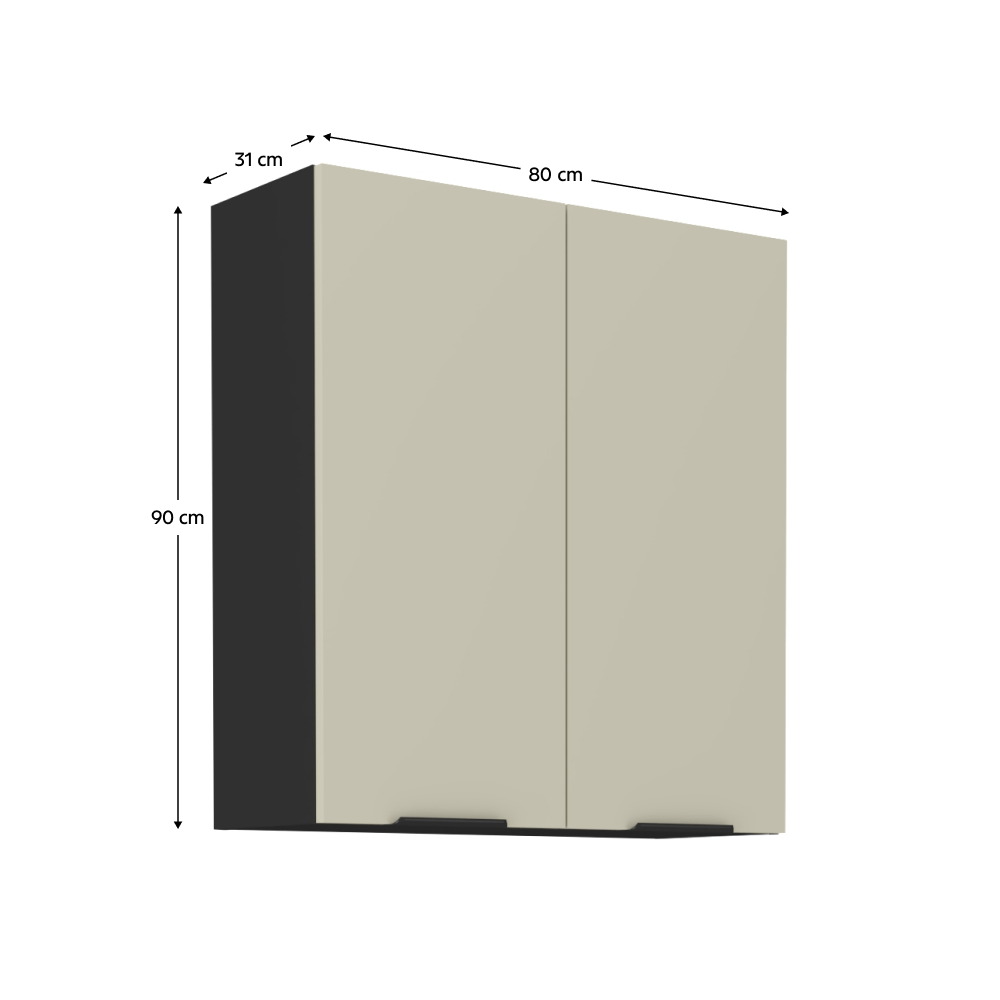 Dulap superior, casmir/negru, ARAKA 80 G-90 2F — imaginea 6