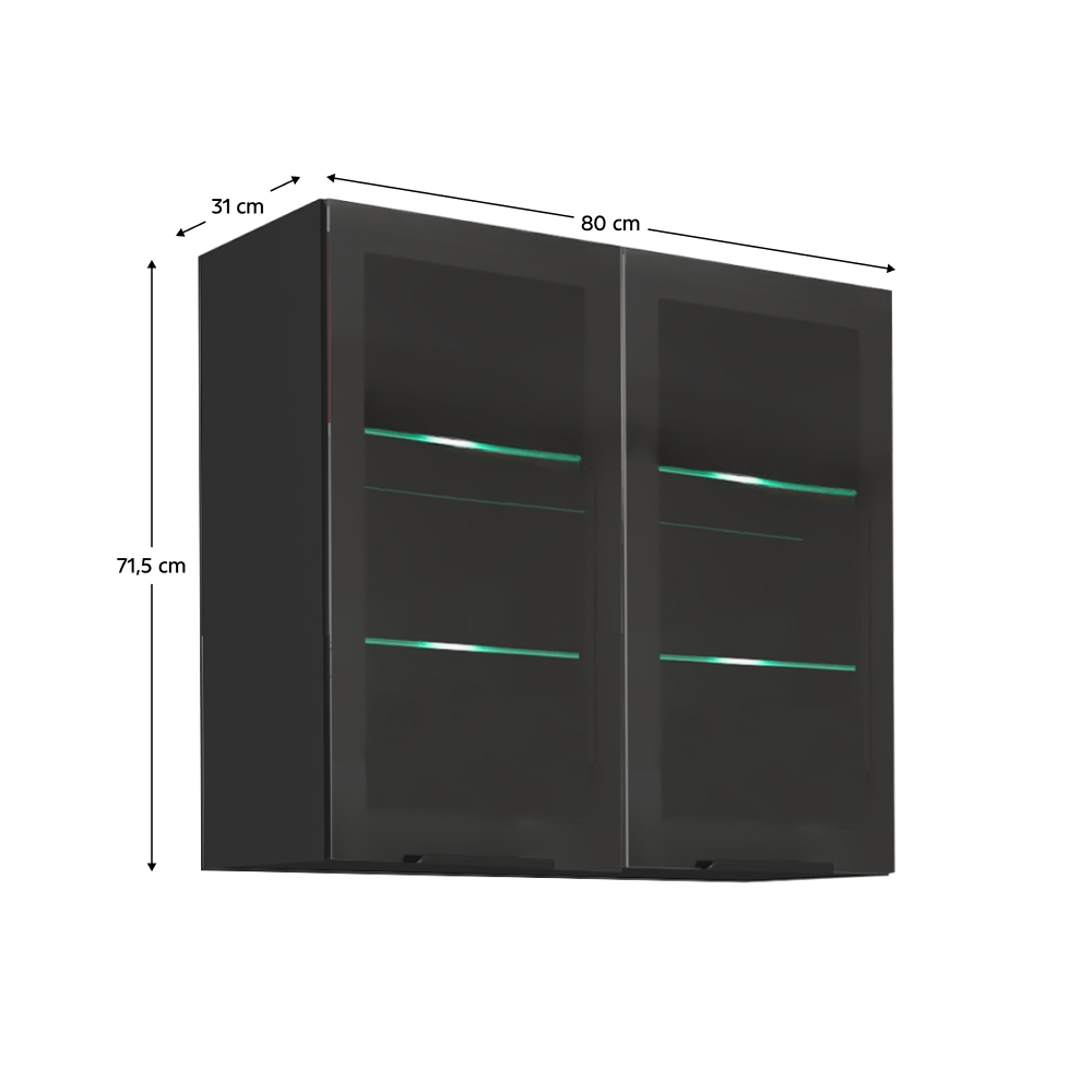 Dulap superior, negru, ARAKA/MENZO/SIBER 80 GS-72 2F — imaginea 8