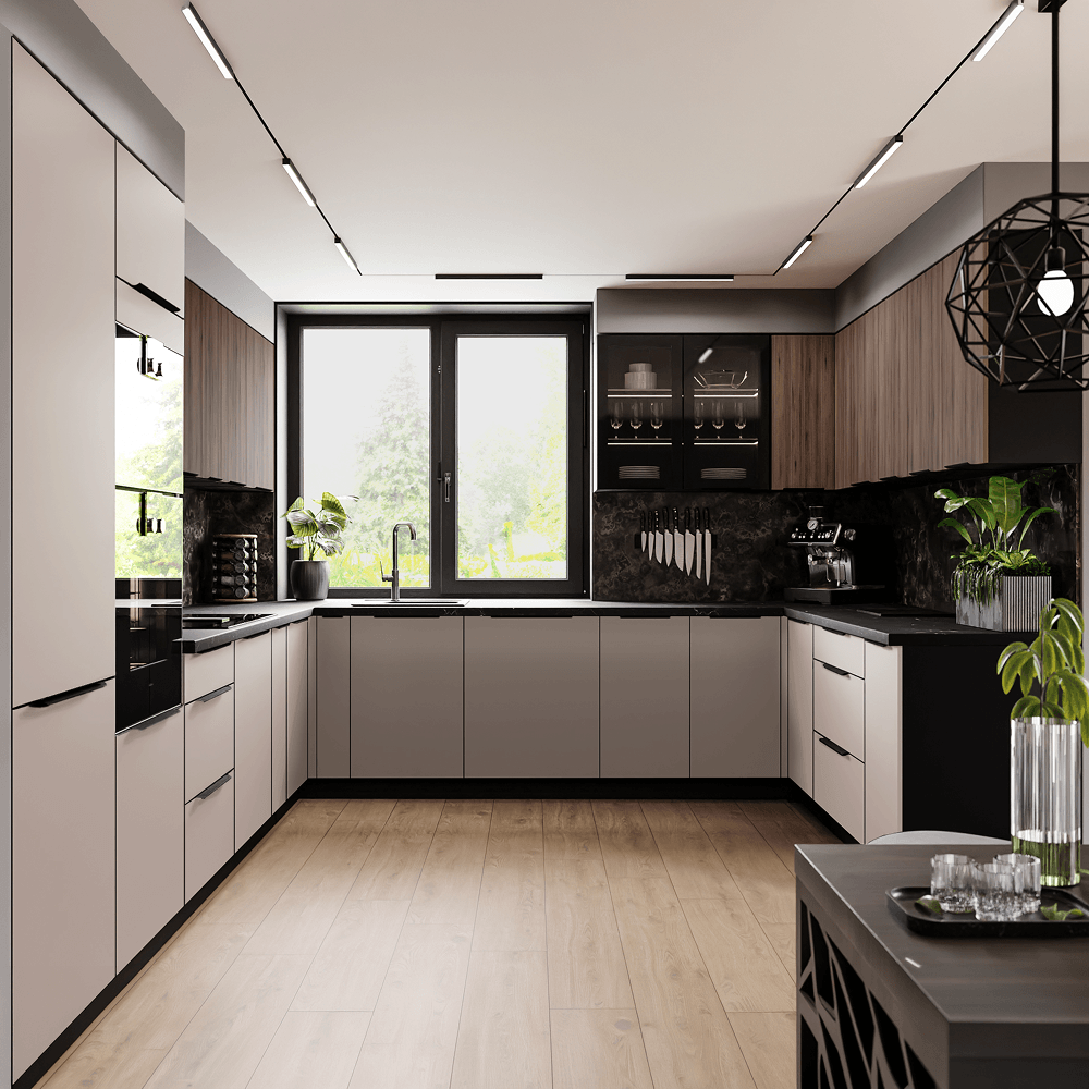Dulap de colt superior, casmir/negru, ARAKA 60x60 GN-90 2F — imaginea 10