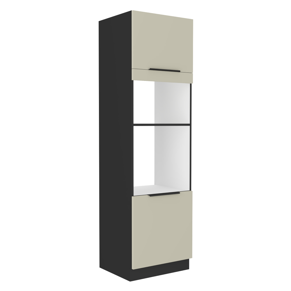Dulap inalt pentru cuptor si cuptor cu microunde, casmir/negru, ARAKA 60 DPM-210 2F