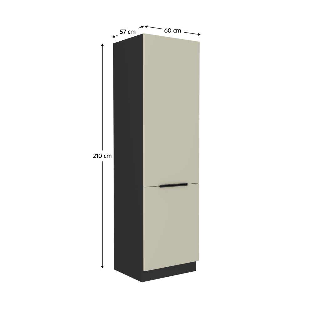 Dulap pentru frigider incorporabil, casmir/negru, ARAKA 60 LO-210 2F — imaginea 19