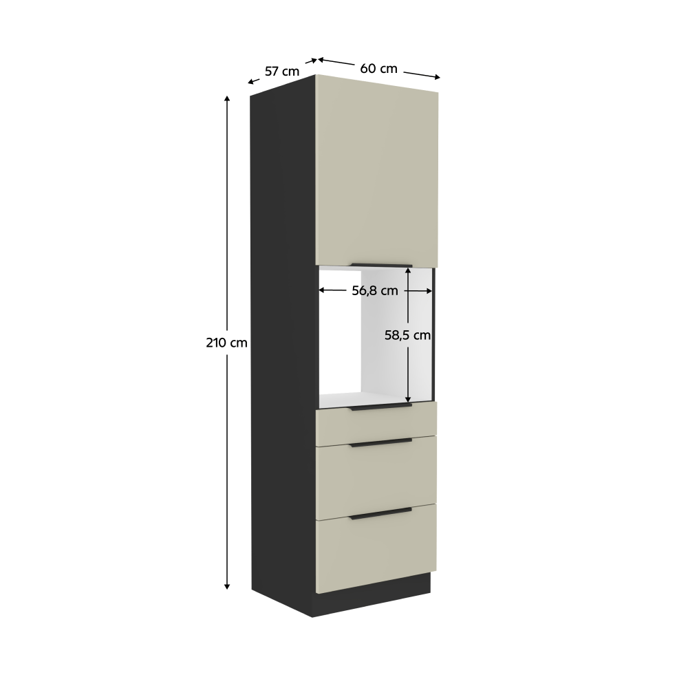 Dulap inalt pentru cuptor incorporabil, casmir/negru, ARAKA 60 DPS-210 3S1F — imaginea 19