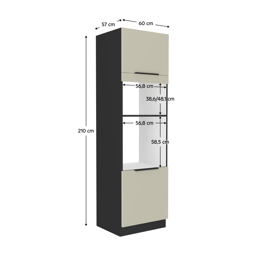 Dulap inalt pentru cuptor si cuptor cu microunde, casmir/negru, ARAKA 60 DPM-210 2F — imaginea 19