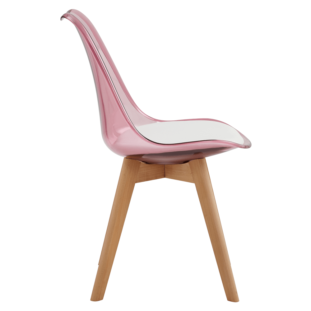 Scaun, roz transparent, acrilic/piele ecologica/fag, BALI 2 NEW — imaginea 2