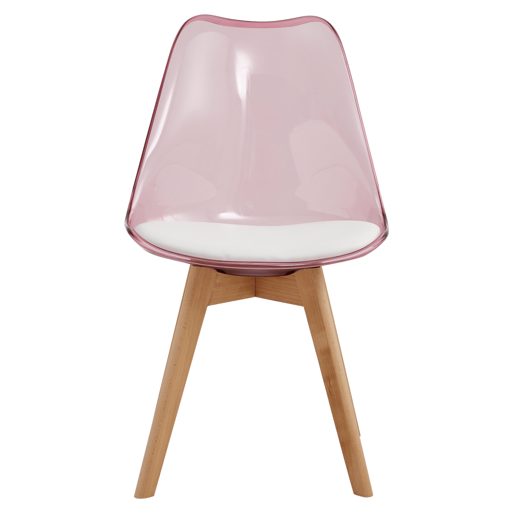 Scaun, roz transparent, acrilic/piele ecologica/fag, BALI 2 NEW — imaginea 3