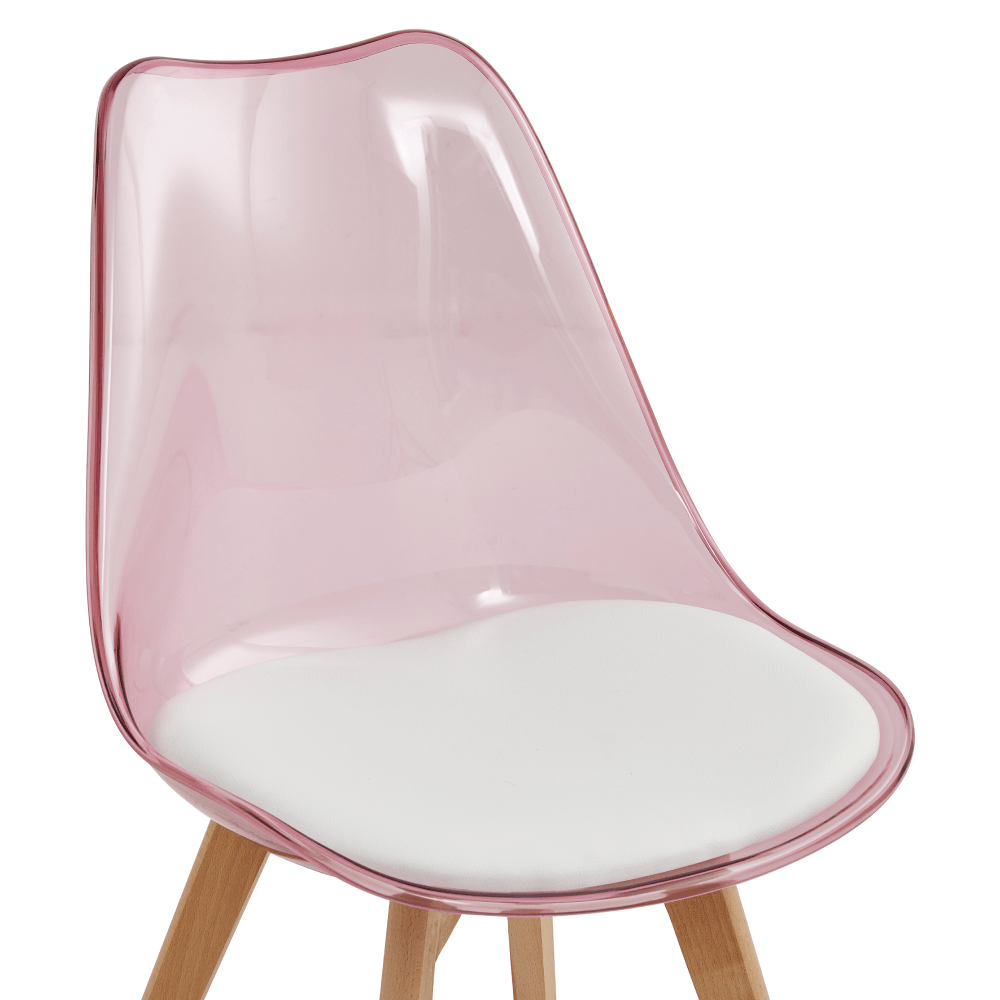 Scaun, roz transparent, acrilic/piele ecologica/fag, BALI 2 NEW — imaginea 5
