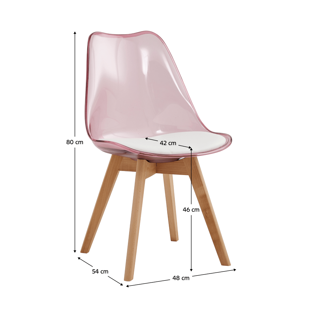 Scaun, roz transparent, acrilic/piele ecologica/fag, BALI 2 NEW — imaginea 6