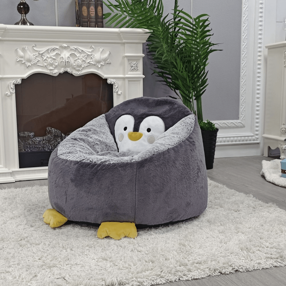 Fotoliu tip sac pinguin, gri, PINGO — imaginea 4