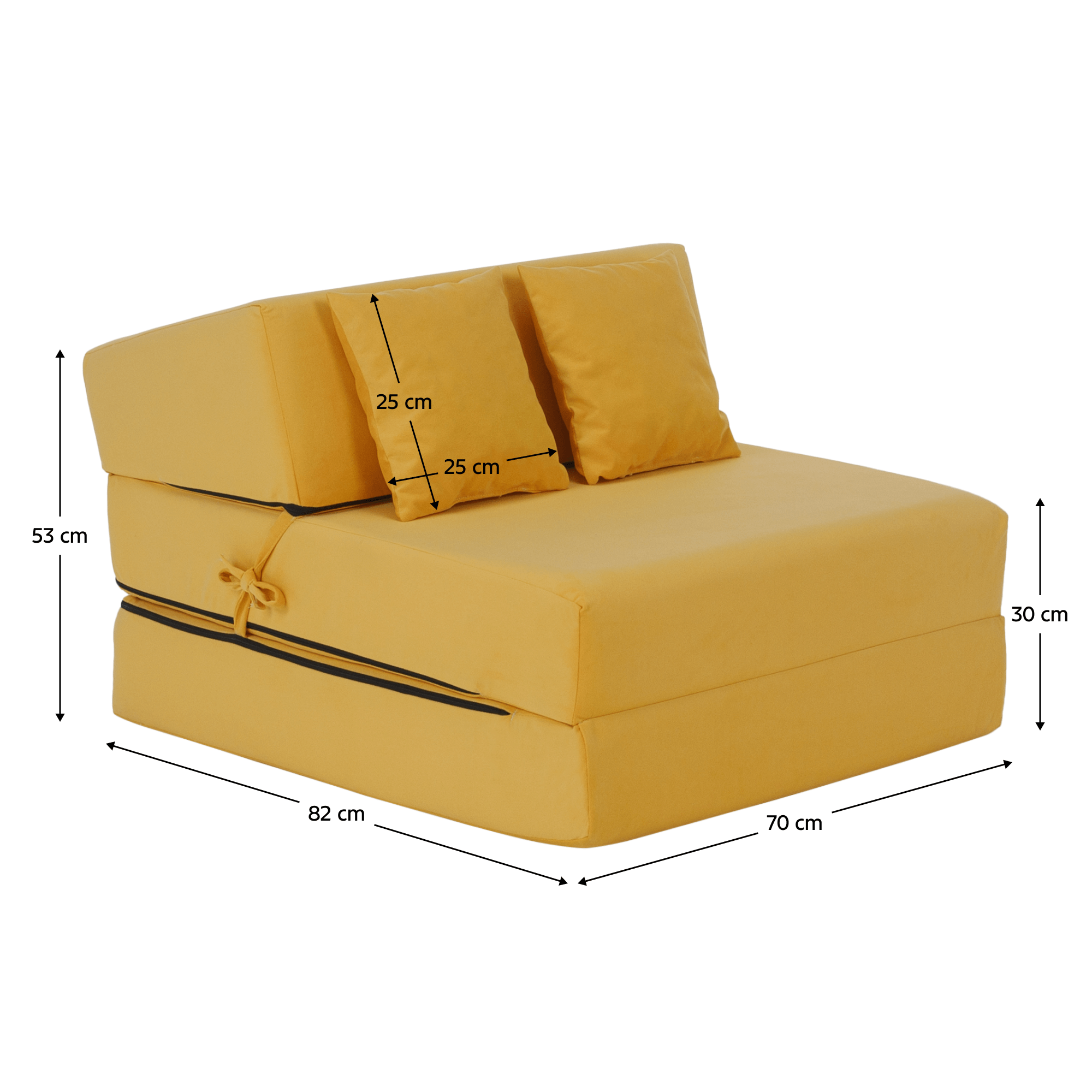 Saltea pliabila/fotoliu extensibil, 2 in 1, galben, PELOS — imaginea 13