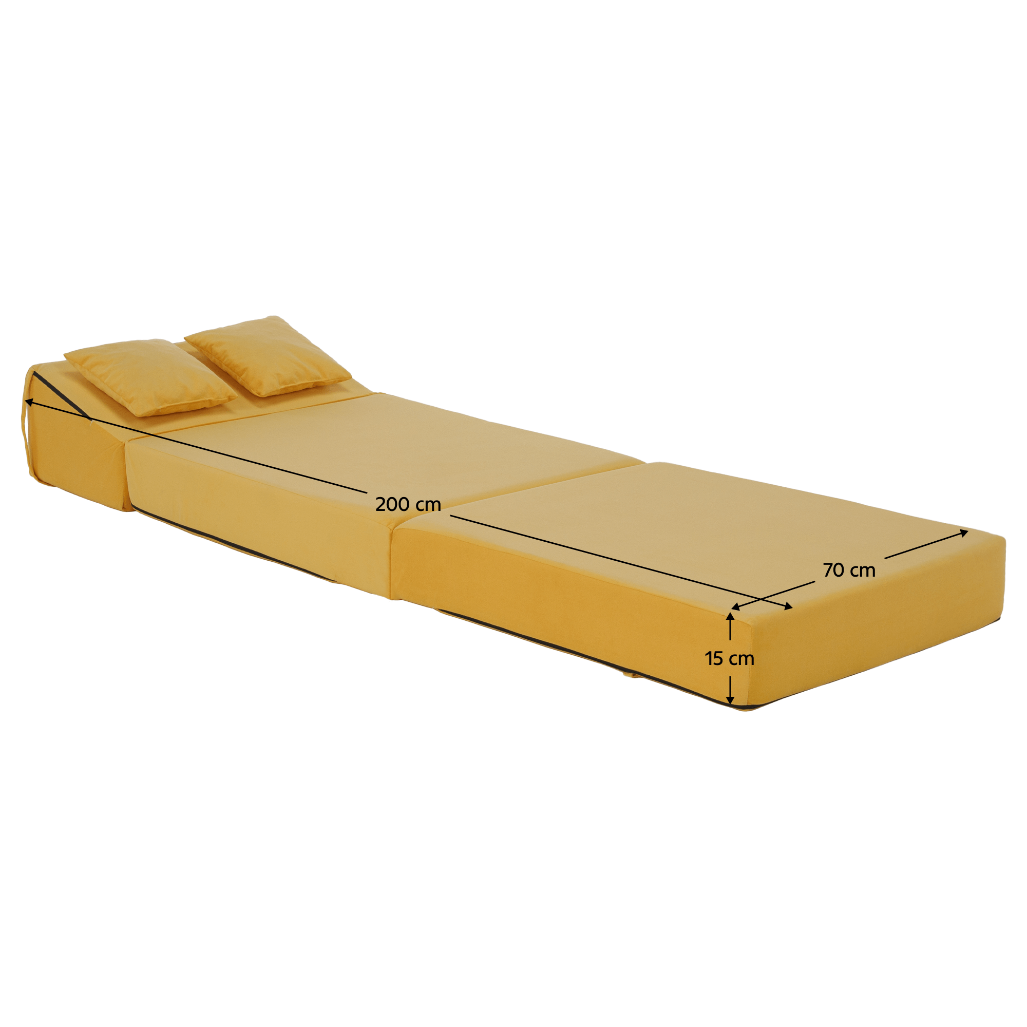 Saltea pliabila/fotoliu extensibil, 2 in 1, galben, PELOS — imaginea 14