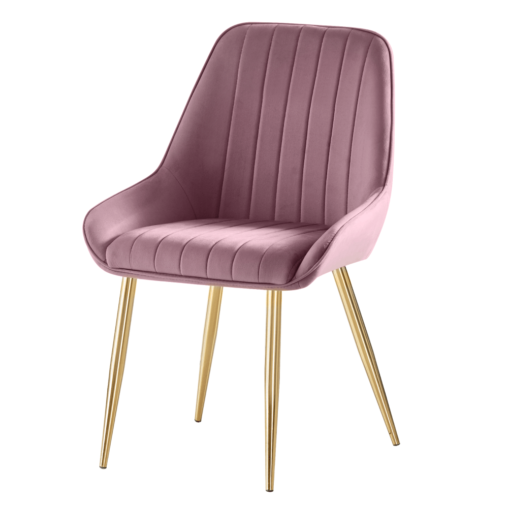 Scaun de dining, roz tesatura Velvet/gold crom-auriu, PERLIA — imaginea 2
