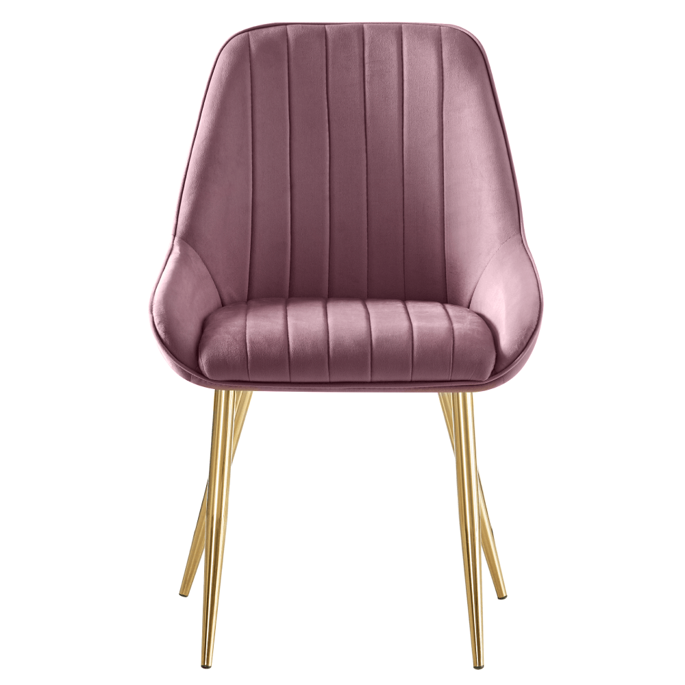 Scaun de dining, roz tesatura Velvet/gold crom-auriu, PERLIA — imaginea 3