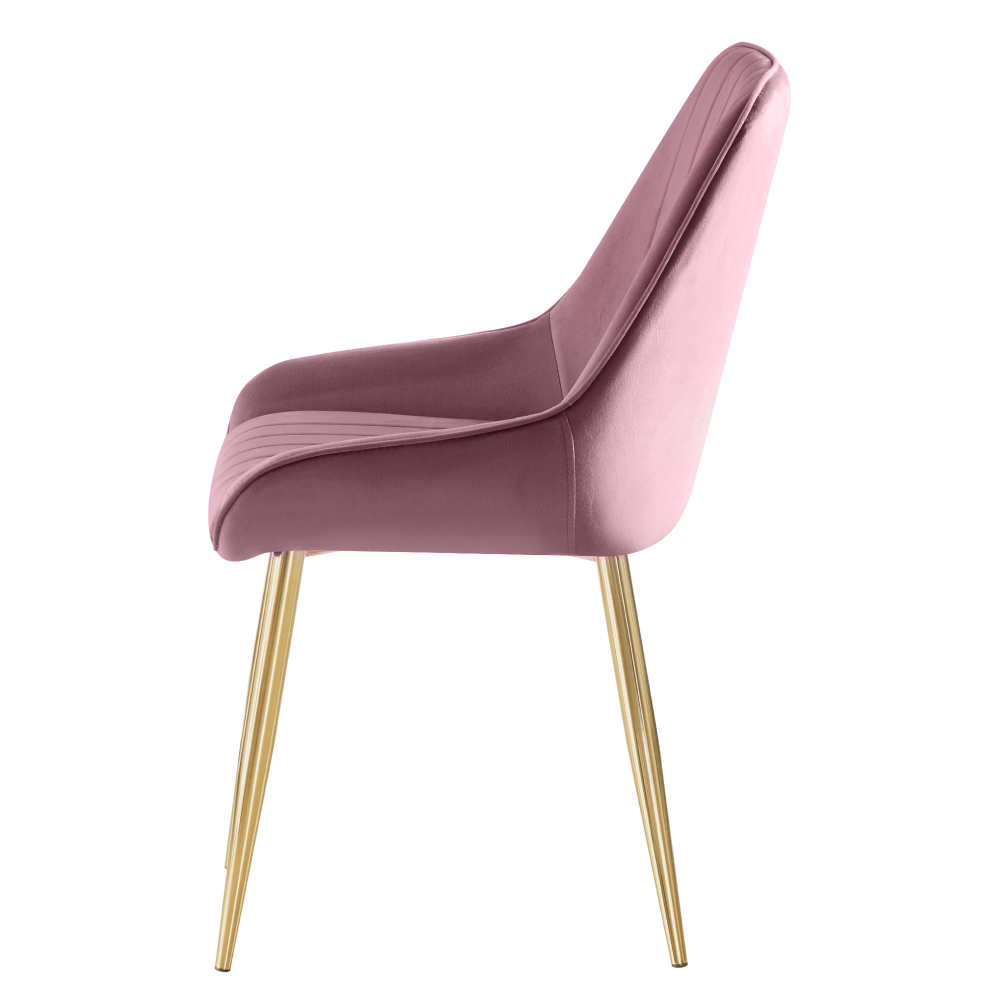 Scaun de dining, roz tesatura Velvet/gold crom-auriu, PERLIA — imaginea 4