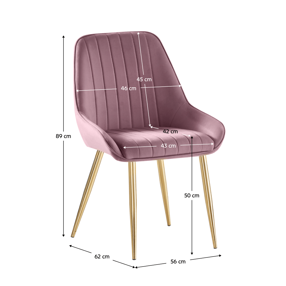Scaun de dining, roz tesatura Velvet/gold crom-auriu, PERLIA — imaginea 6