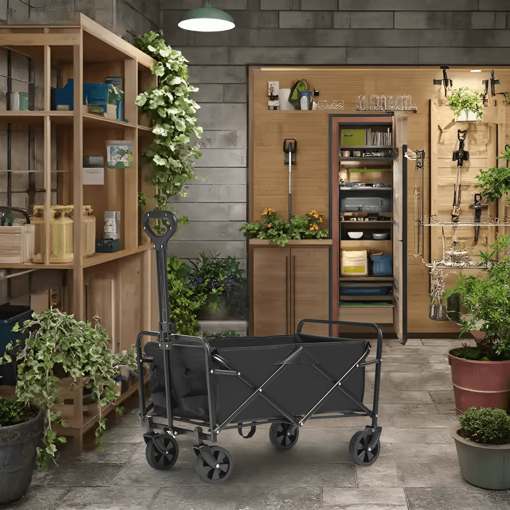 Carucior de gradina, pliabil, negru, KARIL — imaginea 6