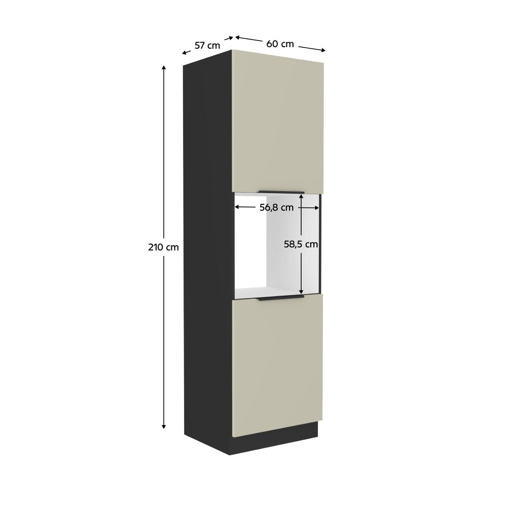 Dulap inalt, pentru cuptor, casmir/negru, ARAKA 60 DP-210 2F — imaginea 19