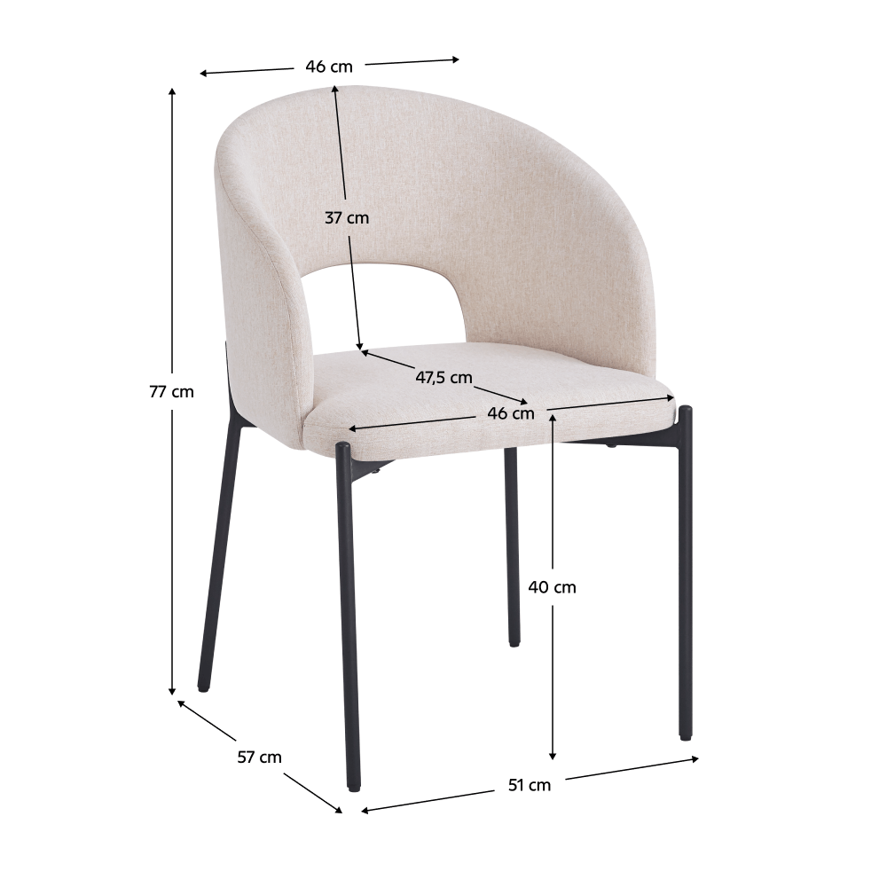 Scaun pentru sufragerie, bej/negru, LONKA — imaginea 5