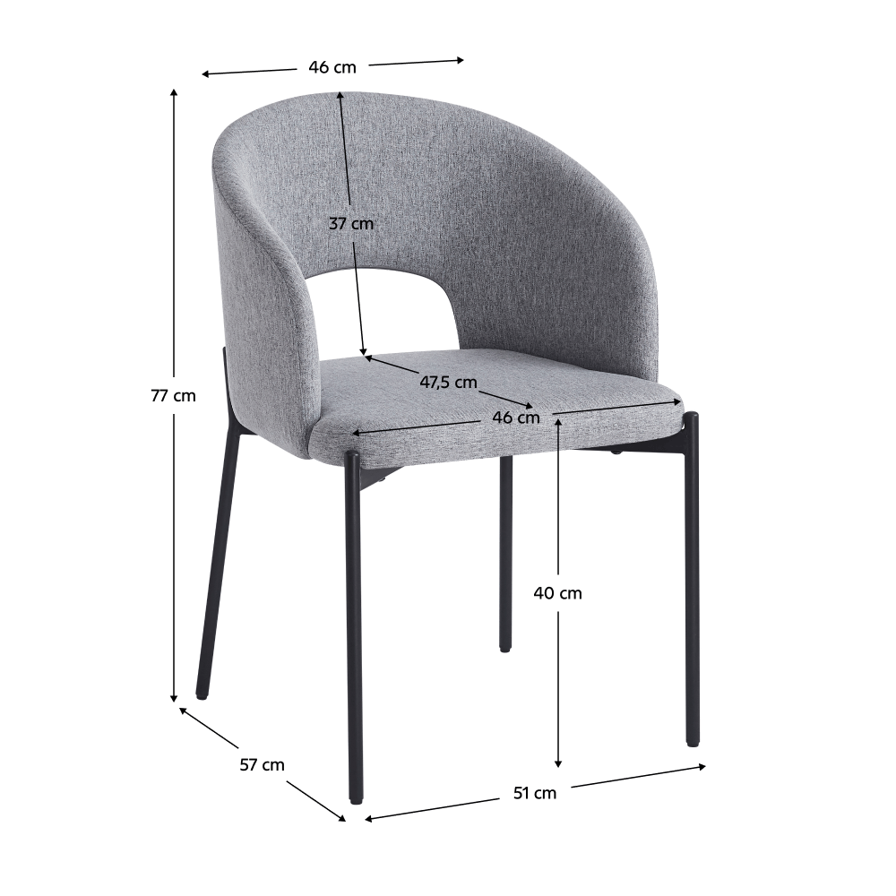 Scaun pentru sufragerie, gri/neagra, LONKA — imaginea 5