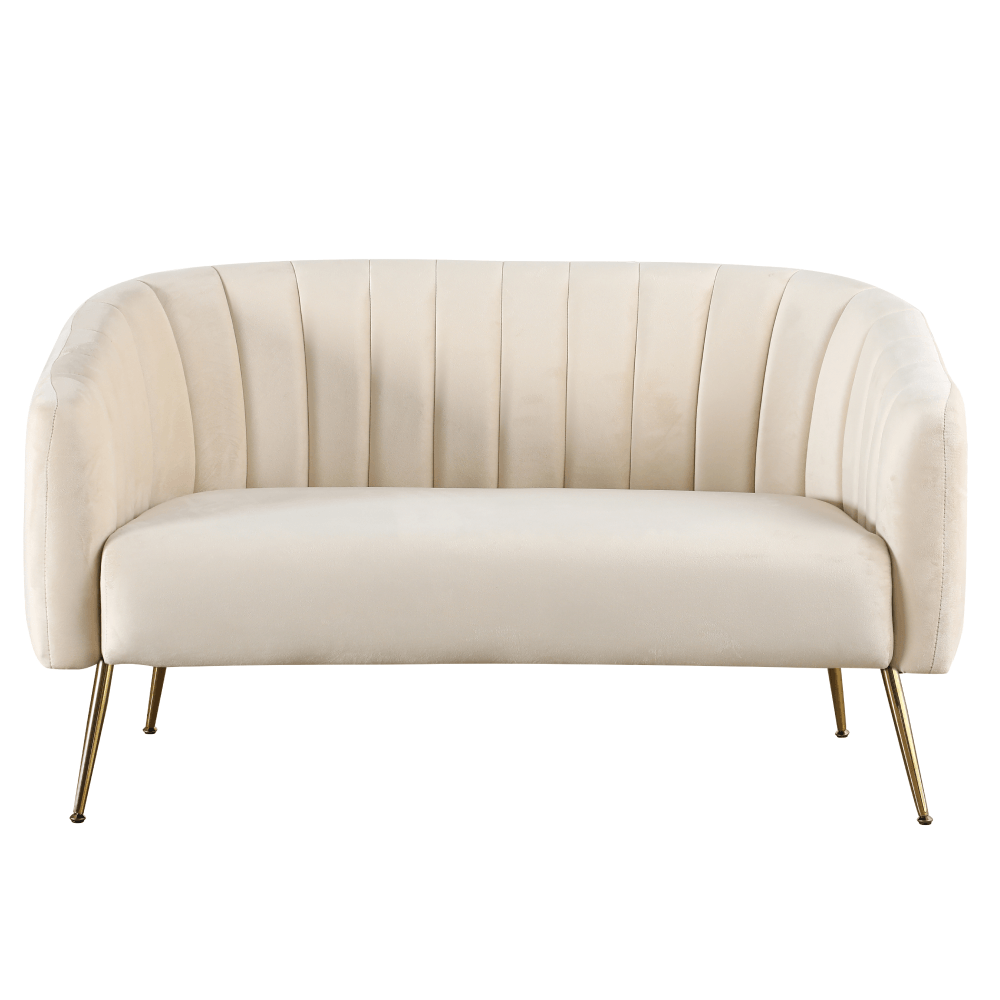 Canapea de design cu 2 locuri, tesatura Velvet bej/gold crom-auriu, BAGY — imaginea 5