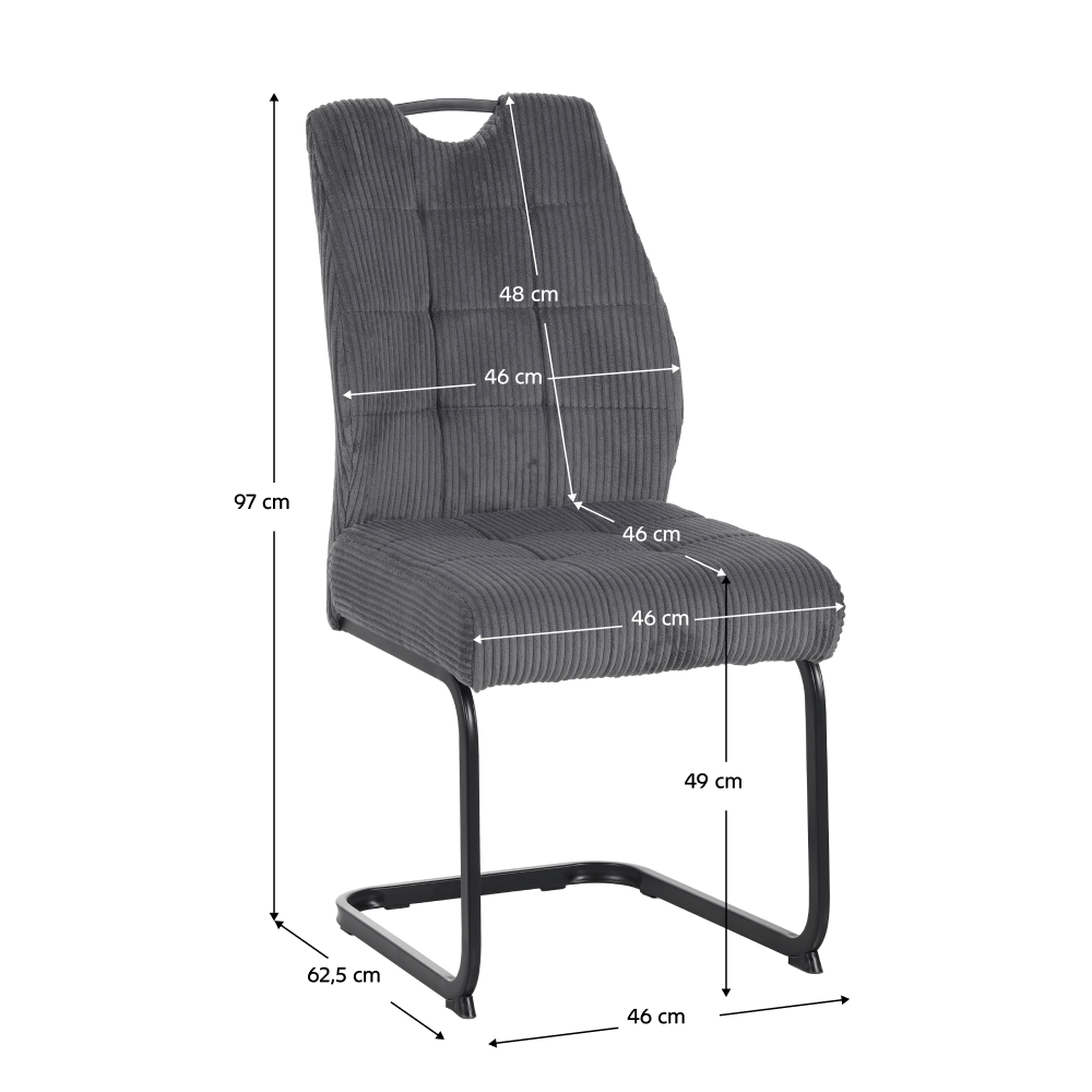 Scaun pentru sufragerie, gri/negru, KELMA — imaginea 5
