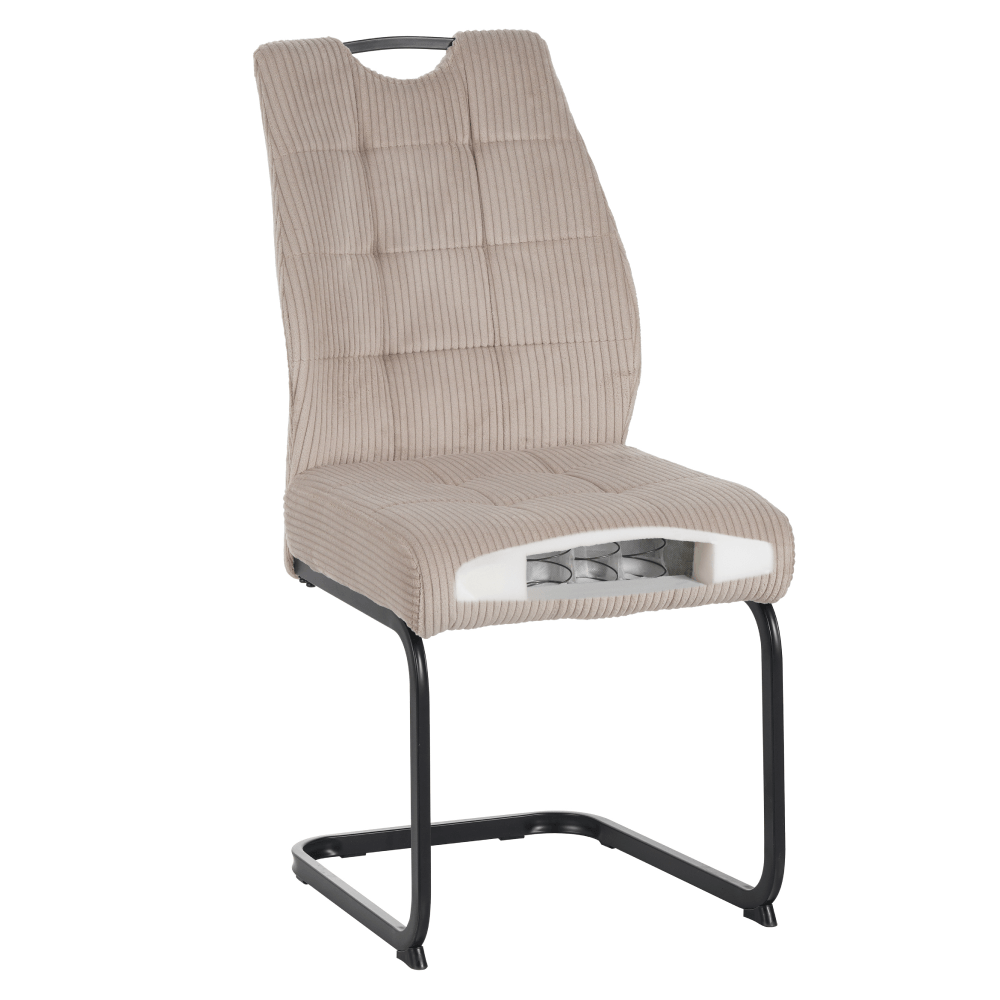 Scaun pentru sufragerie, maro-gri Taupe/neagra, KELMA — imaginea 6