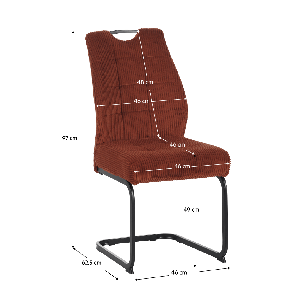 Scaun pentru sufragerie, teracota/negru, KELMA — imaginea 5