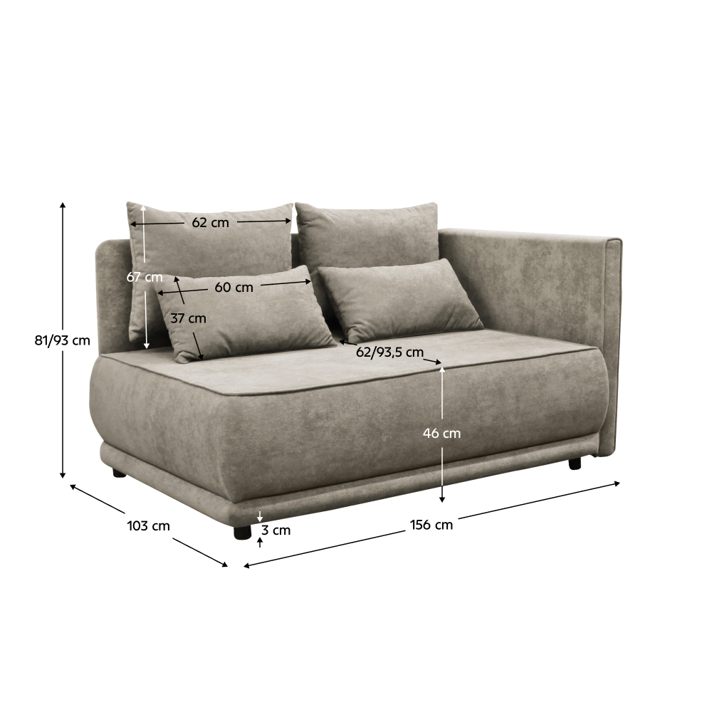 Canapea extensibila, bej gri Taupe, pe dreapta, LIAMI — imaginea 5