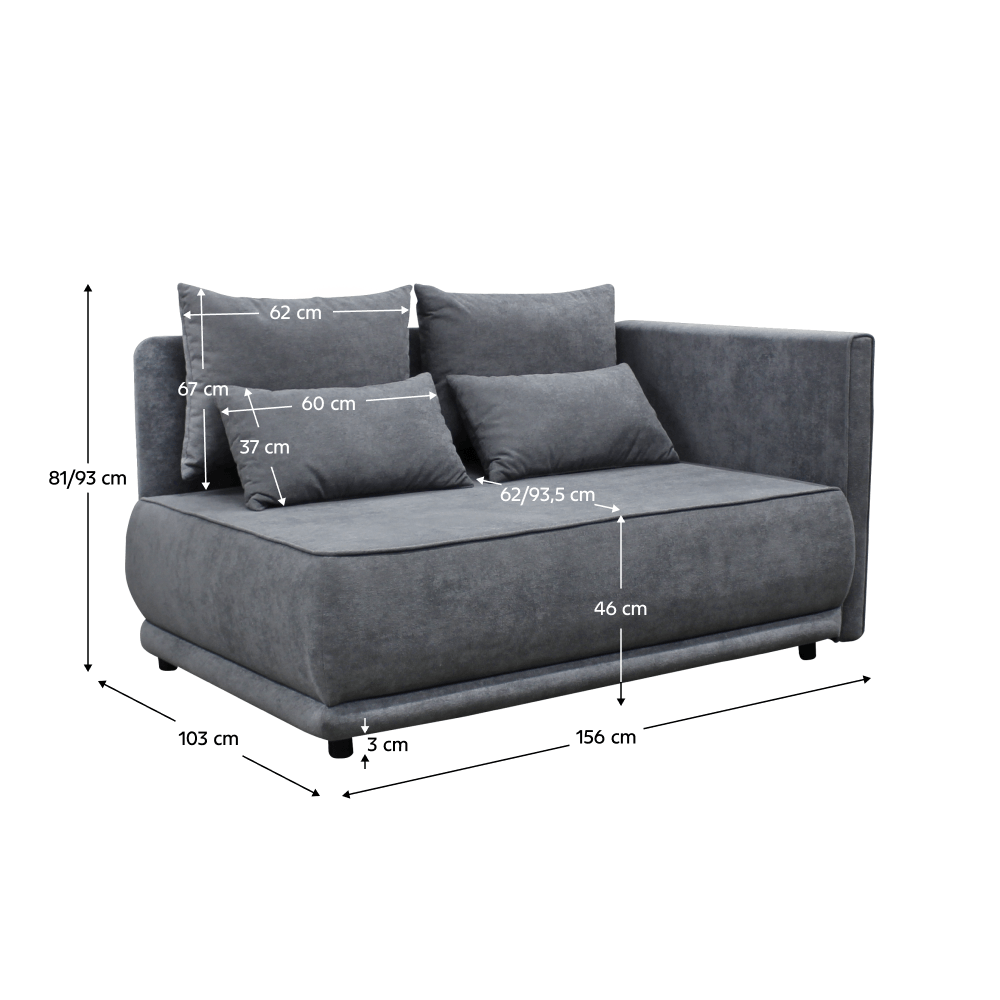 Canapea extensibila, culoare gri, LIAMI — imaginea 5