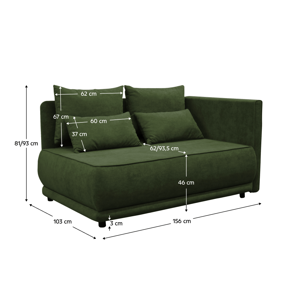 Canapea extensibila, verde, LIAMI — imaginea 2