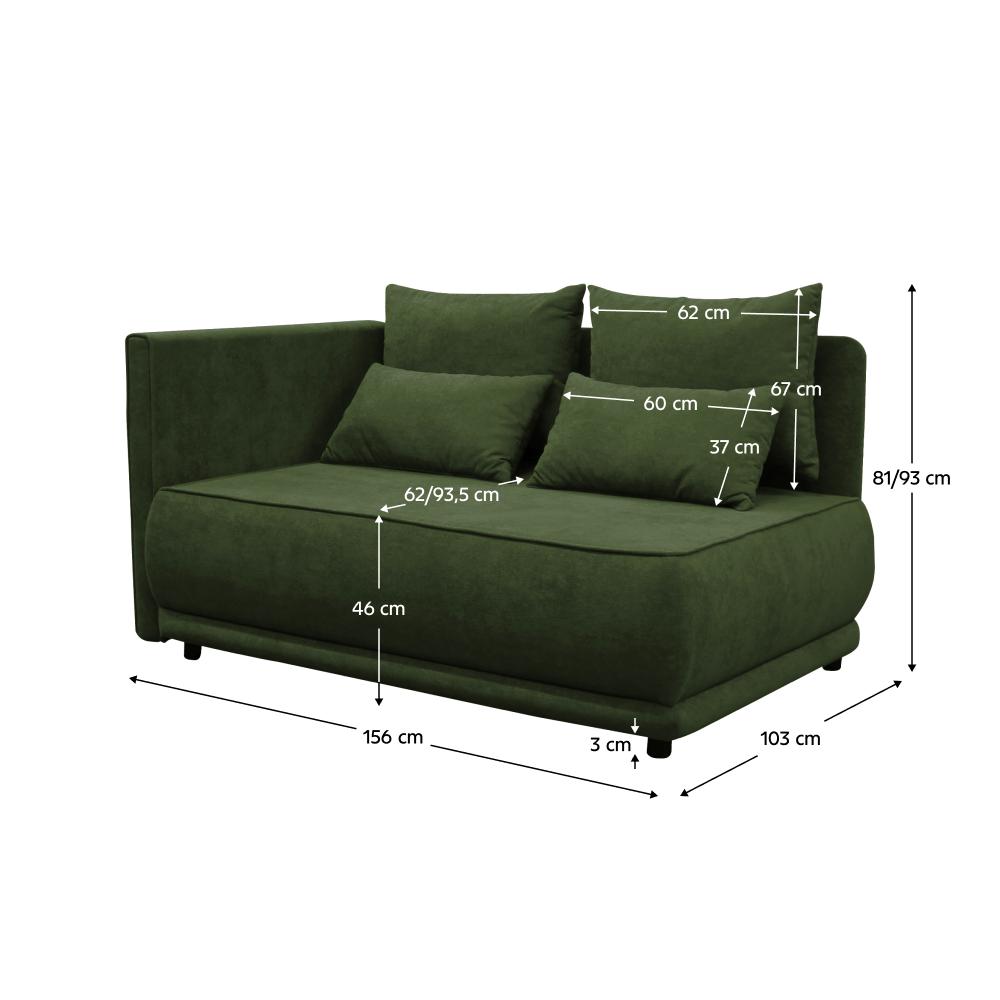 Canapea extensibila, verde, pe stanga LIAMI — imaginea 3