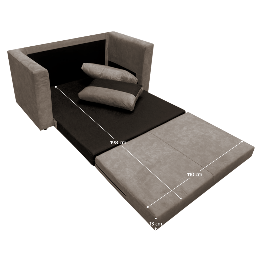 Canapea extensibila, gri-maro Taupe, BEJA — imaginea 2
