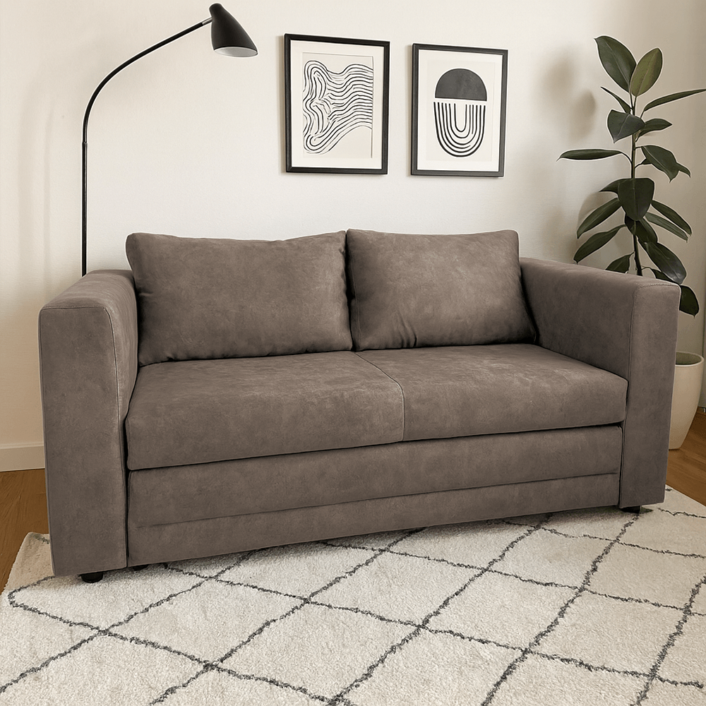 Canapea extensibila, gri-maro Taupe, BEJA — imaginea 3