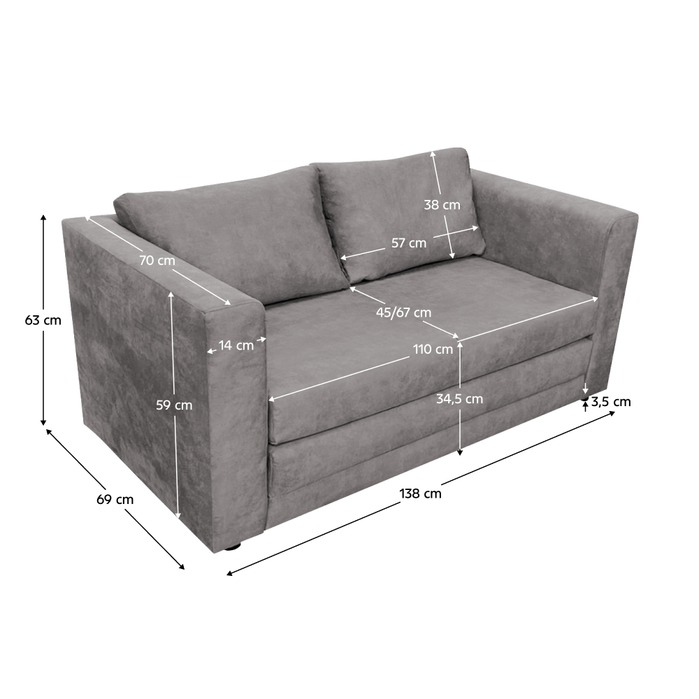 Canapea extensibila, gri, BEJA — imaginea 6