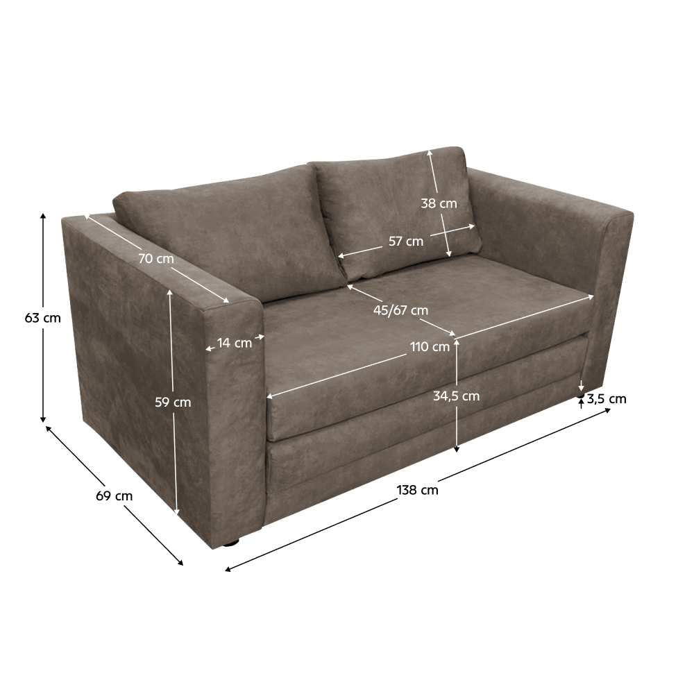 Canapea extensibila, gri-maro Taupe, BEJA — imaginea 6