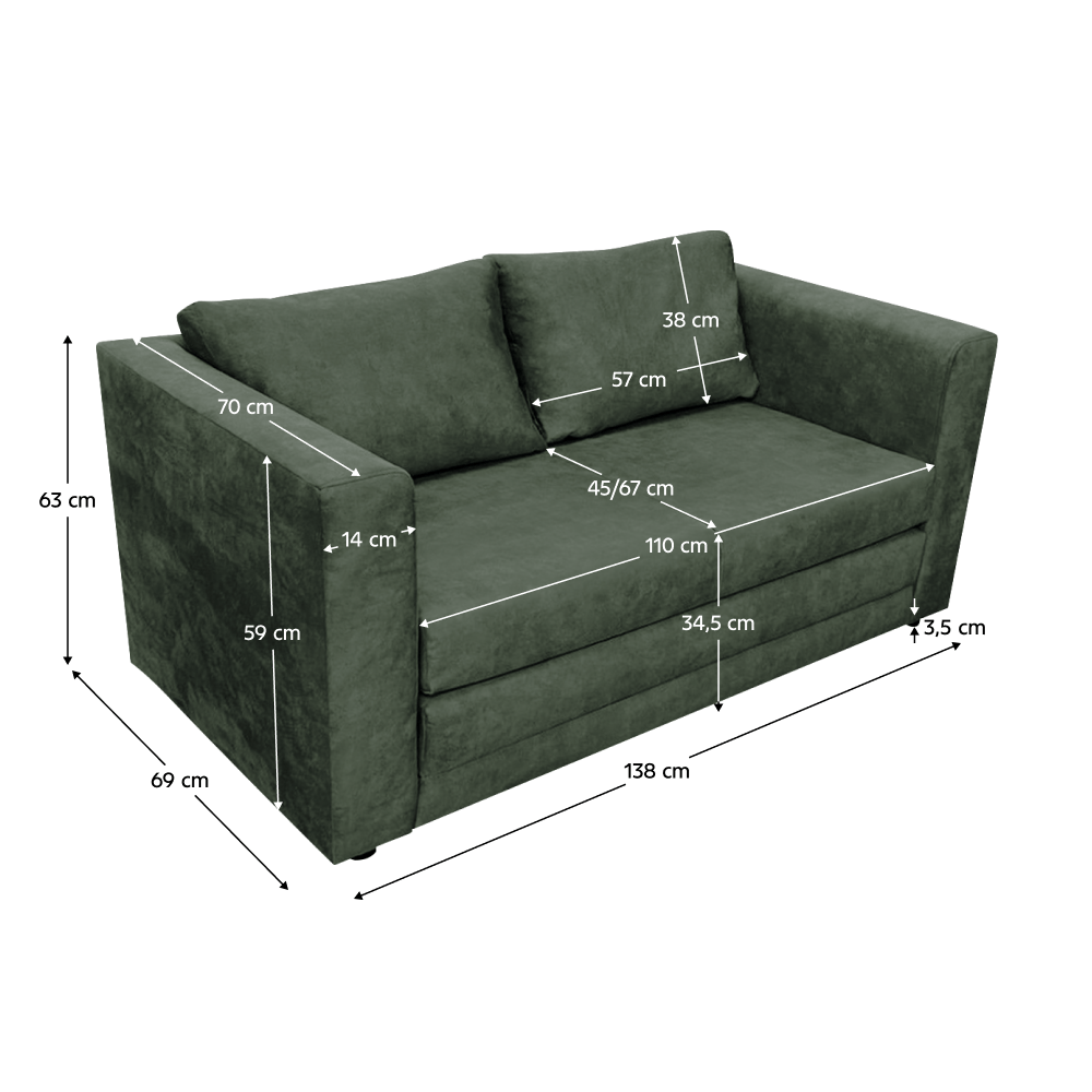 Canapea extensibila, verde, BEJA — imaginea 6