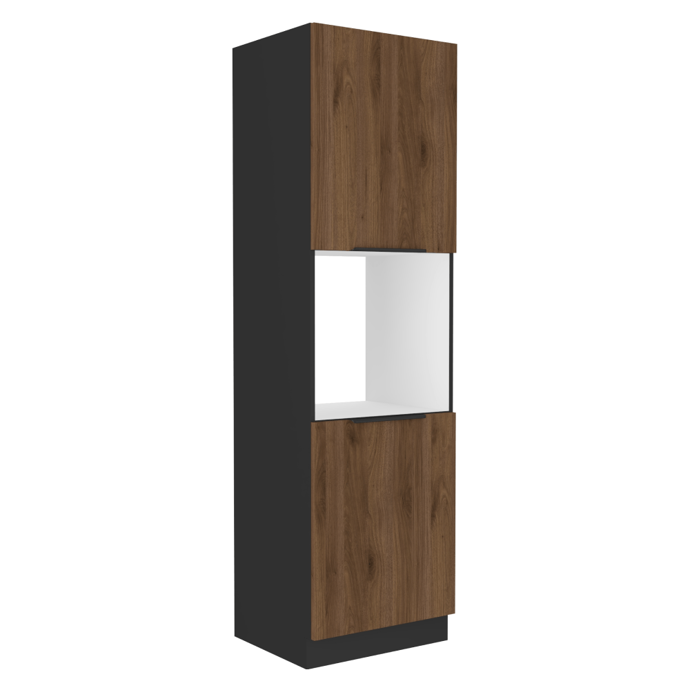 Dulap inalt pentru cuptor incorporabil, negru/nuc okapi, MENZO 60 DP-210 2F