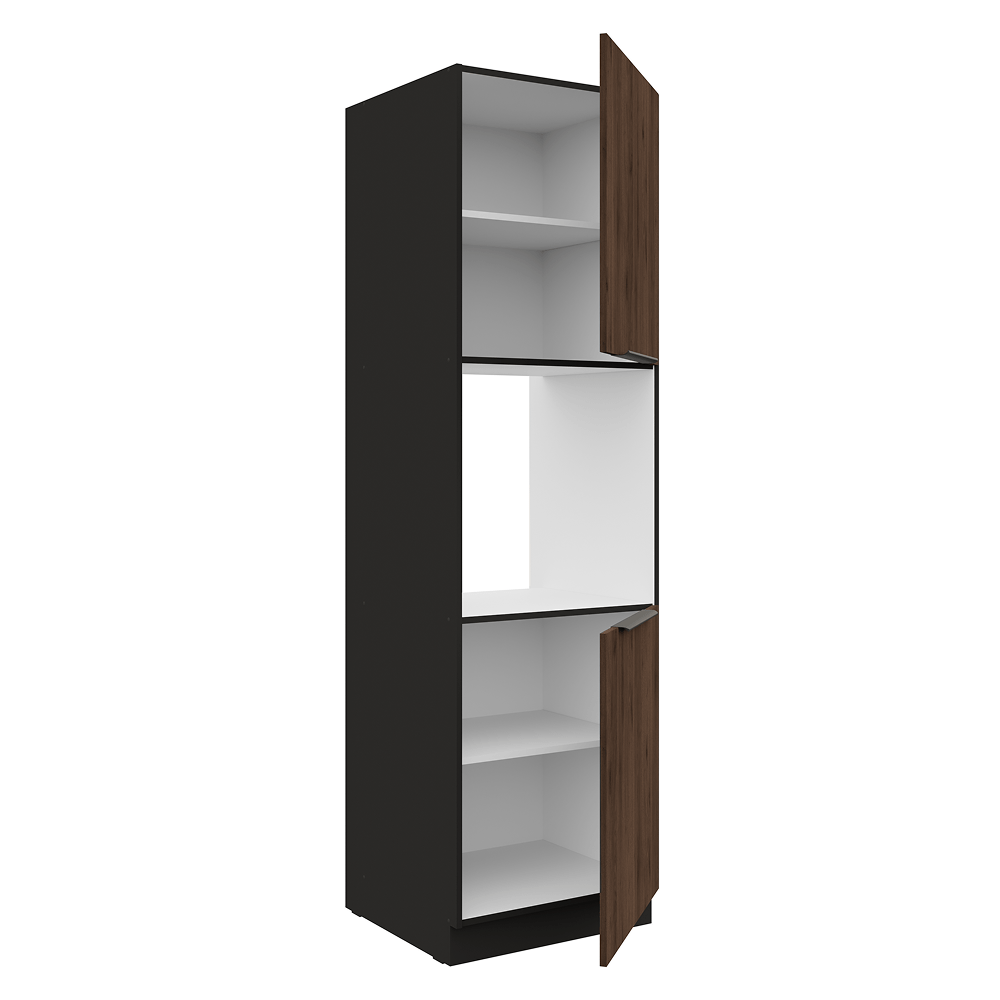 Dulap inalt pentru cuptor incorporabil, negru/nuc okapi, MENZO 60 DP-210 2F — imaginea 2