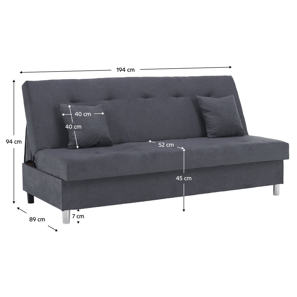 Canapea extensibila, gri, ALADA — imaginea 2