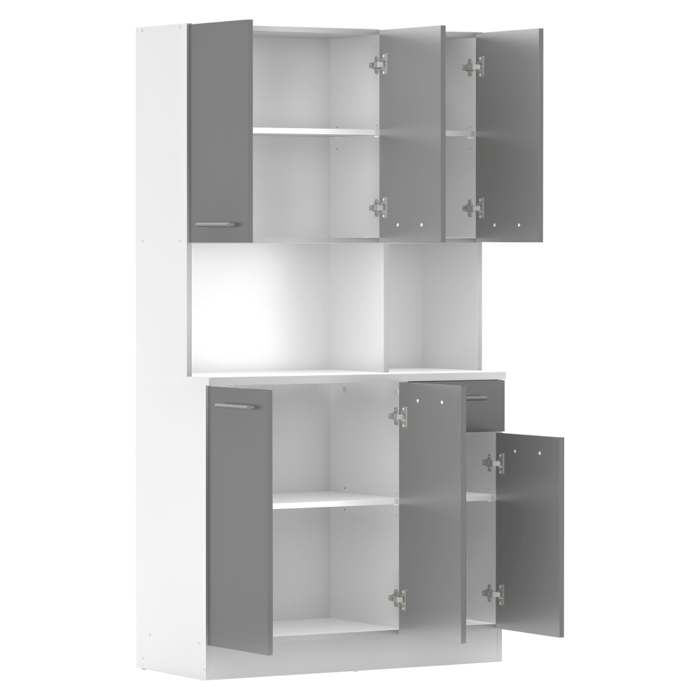 Dulap de bucatarie cu sase usi, alb/grafit, PELION NEW — imaginea 2