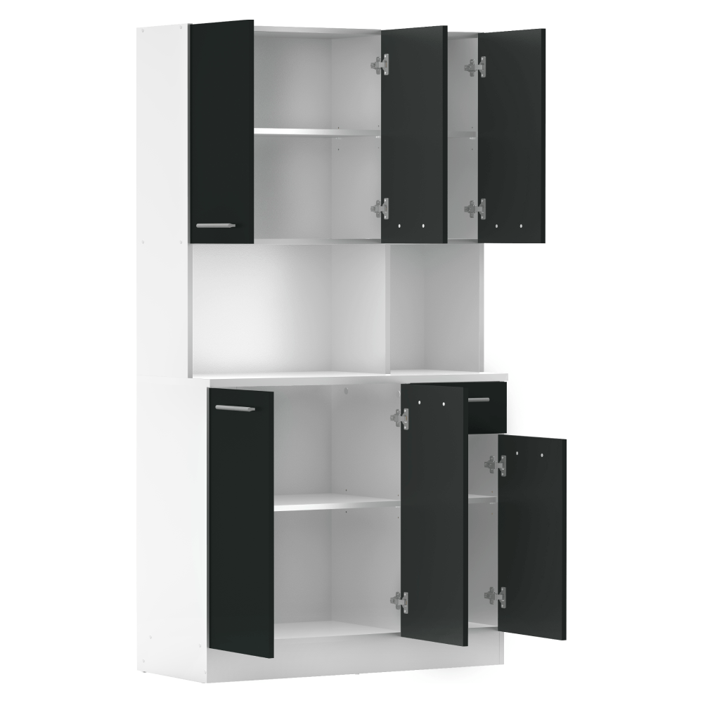 Dulap de bucatarie cu sase usi, alb/negru, PELION NEW — imaginea 2