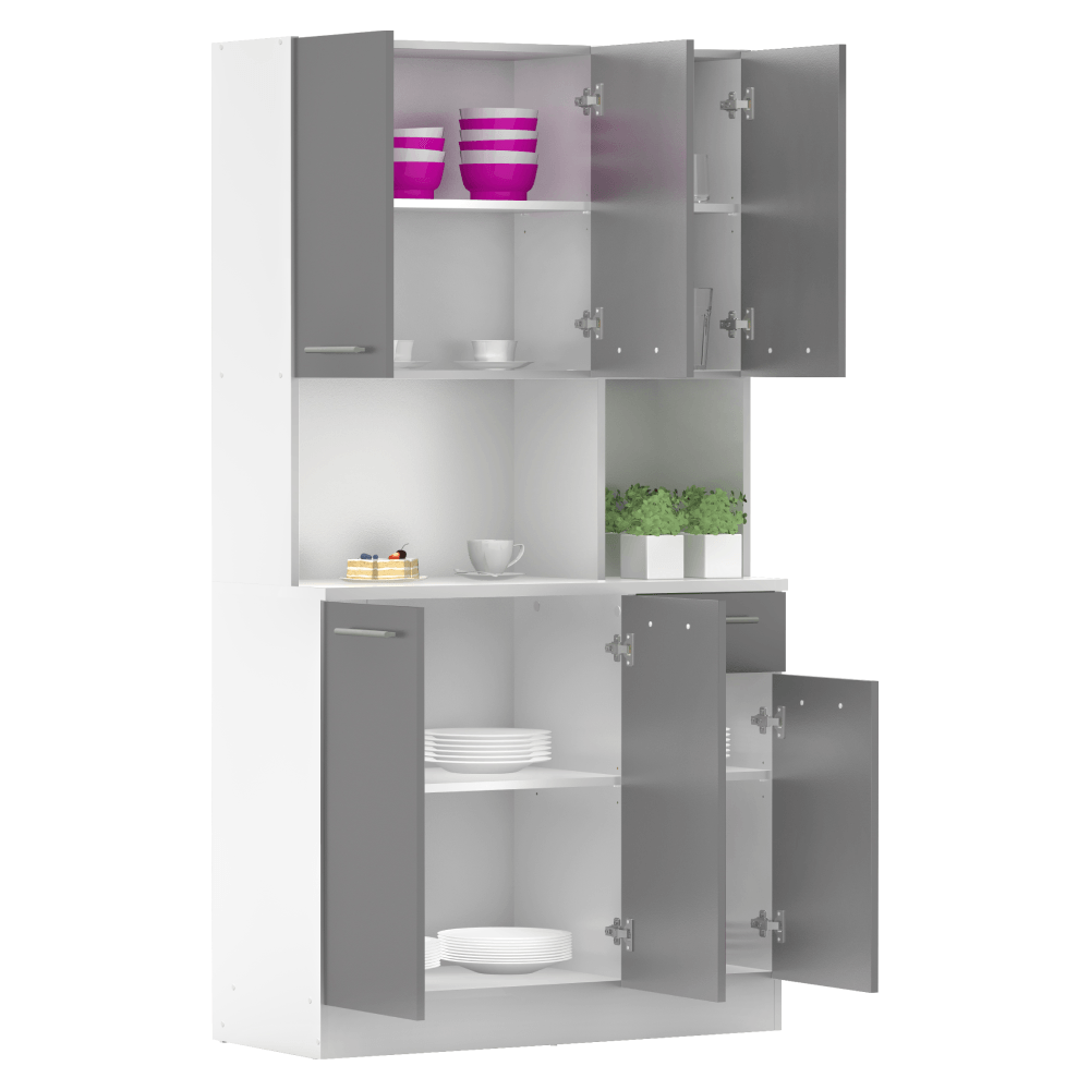 Dulap de bucatarie cu sase usi, alb/grafit, PELION NEW — imaginea 3
