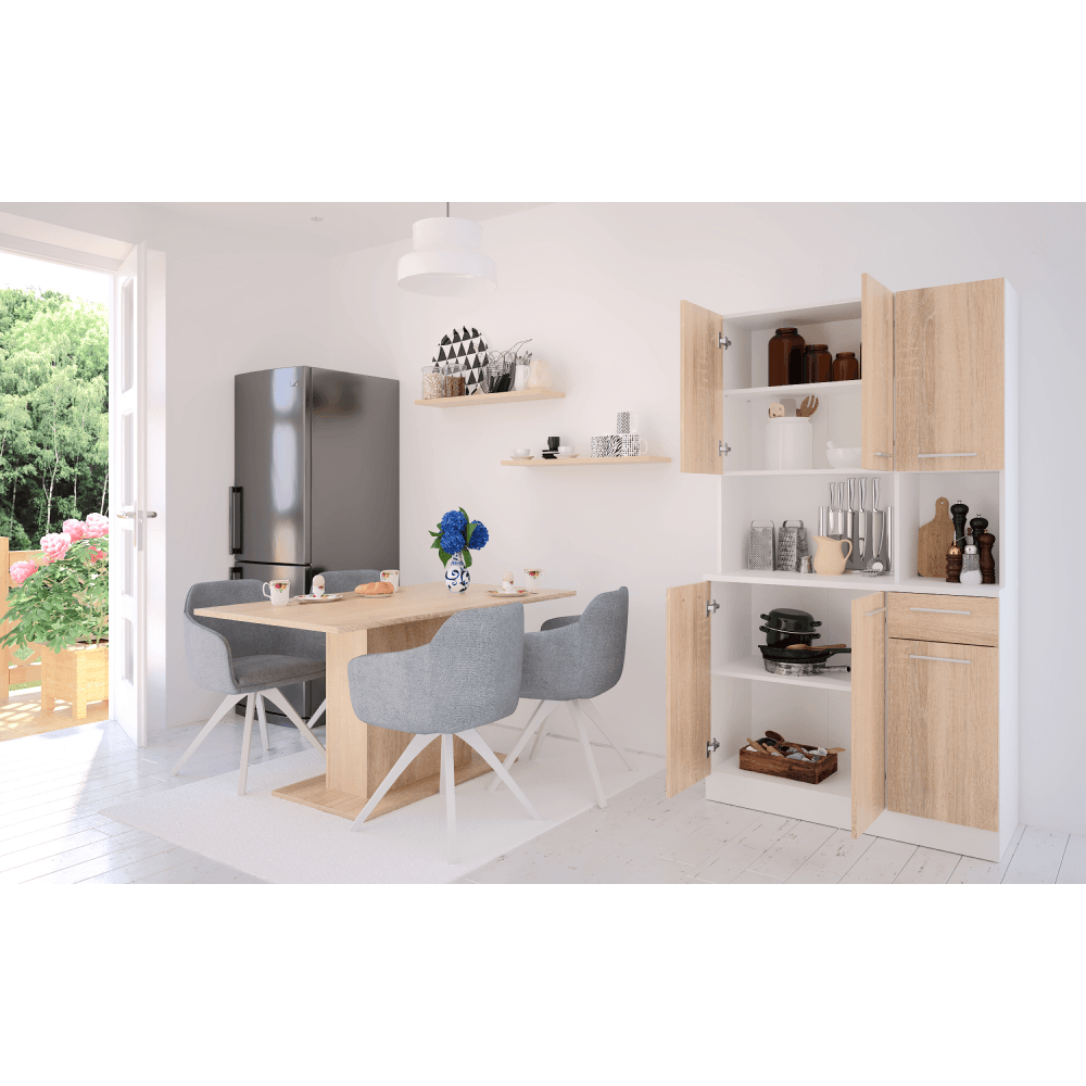 Dulap de bucatarie cu sase usi, alb/stejar sonoma, PELION NEW — imaginea 4